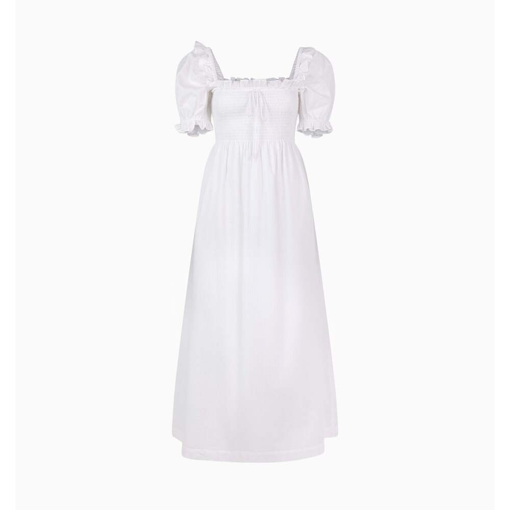 Hill House Home The Scarlett Nap Dress - White Shadow Stripe Size MWhite Shadow